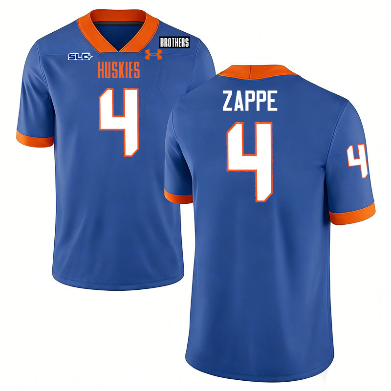 Houston Christian Huskies #4 Bailey Zappe College Football Jerseys,Uniforms-Blue